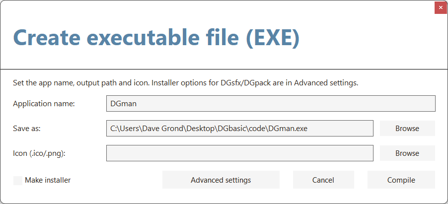 DGbasic executable builder