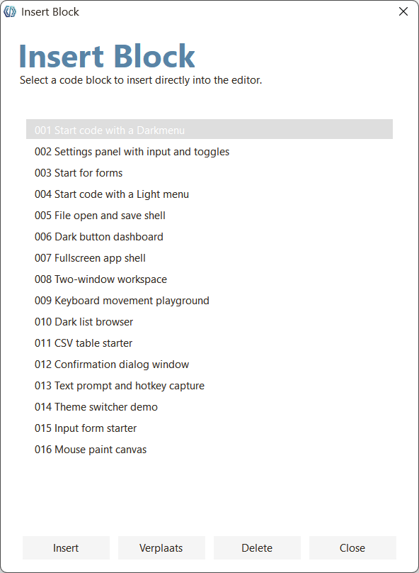 DGbasic code block library