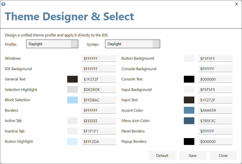 DGbasic theme designer